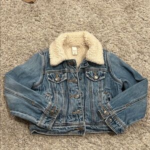 Cat & Jack Blue Denim Jacket with Cream Sherpa Collar